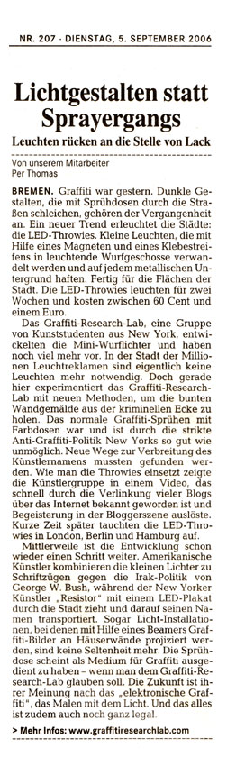 Weser Kurier berichtet über LED-Throwies – Bild 1