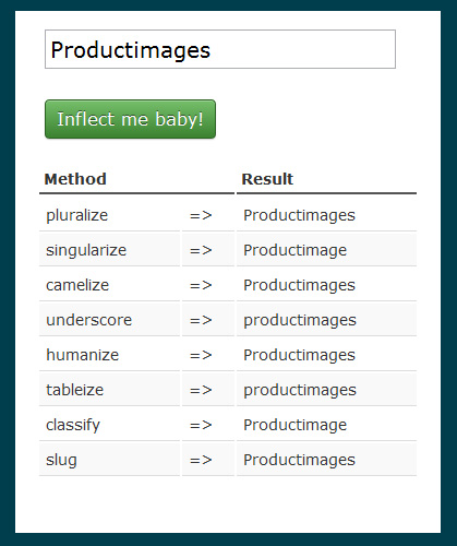 CakePHP: Inflector für Model – Controller – View und Tabellen-Namenskonventionen – Bild 1