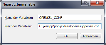 XAMPP 1.7.7 Windows Umgebungsvariable OpenSSL