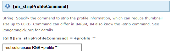 TYPO3 CMS - im_stripProfileCommand RGB