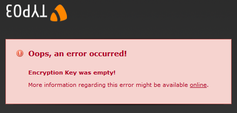 TYPO3 CMS - Backend EncryptionKey Exception