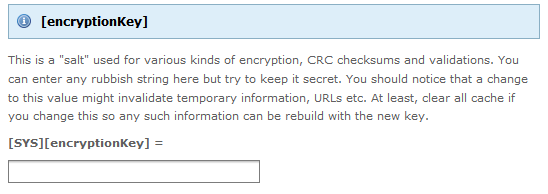 TYPO3 CMS - InstallTool - EncryptionKey