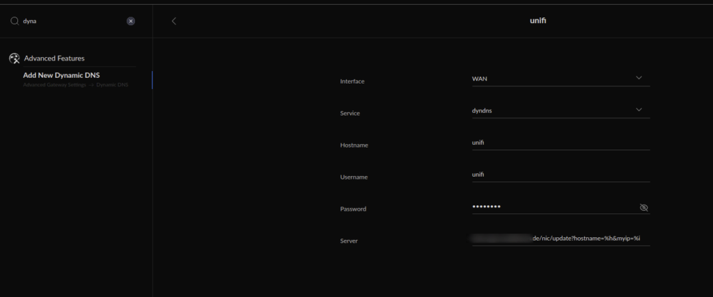 Unifi UDMP Dream Machine Pro - Dynamic DNS Settings for custom REST-API